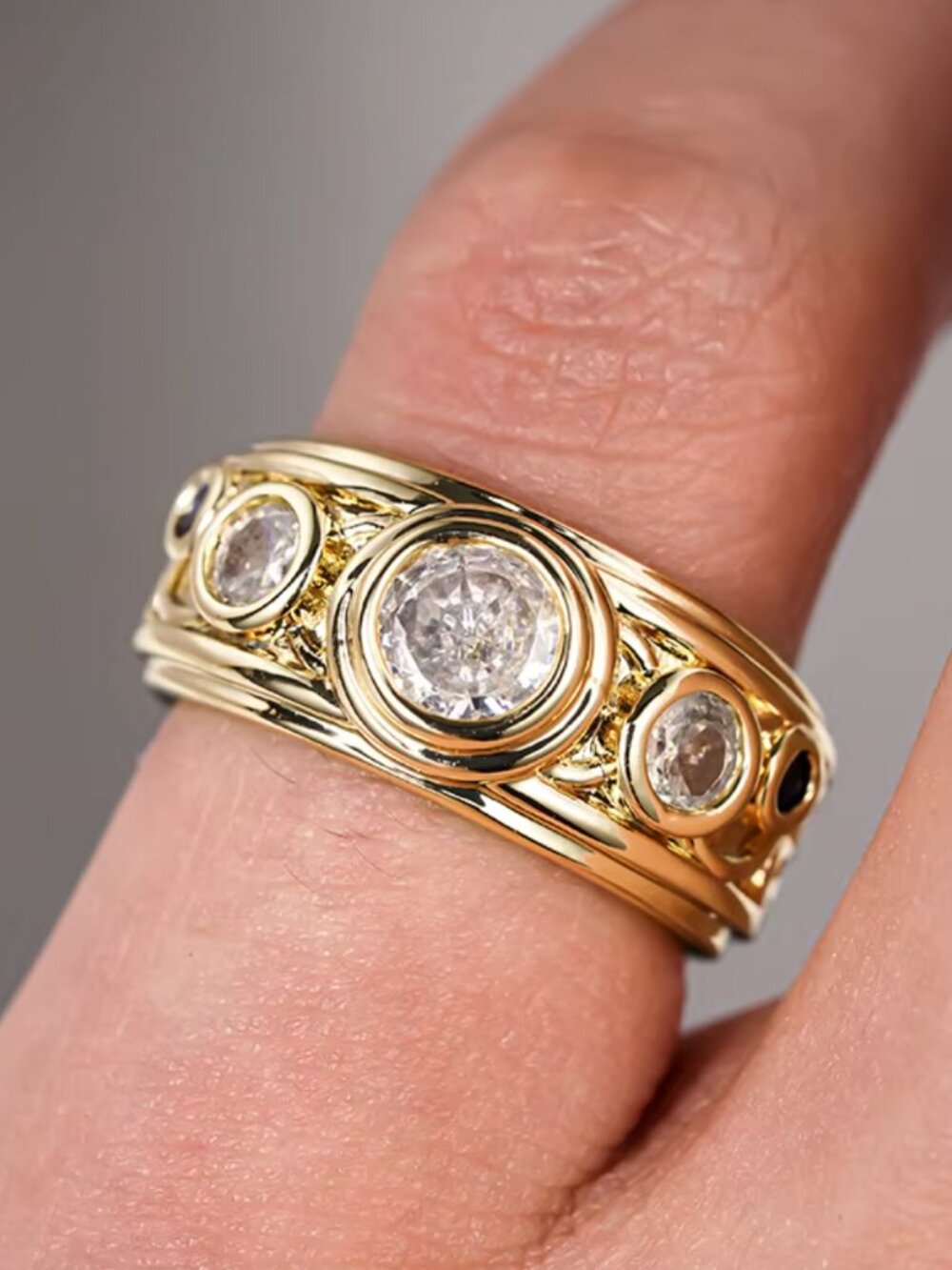 NEW 14k Yellow Gold Diamond Ring Gold Eternity Diamond Ring